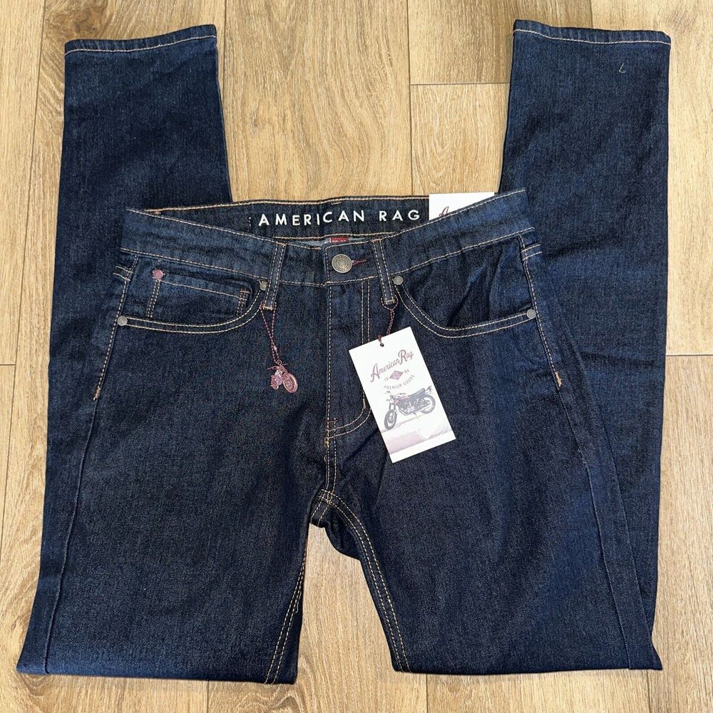 NEW American Rag Men's Blue Denim Jeans 30x32 Slim Straight Fit Stretch Mid Rise